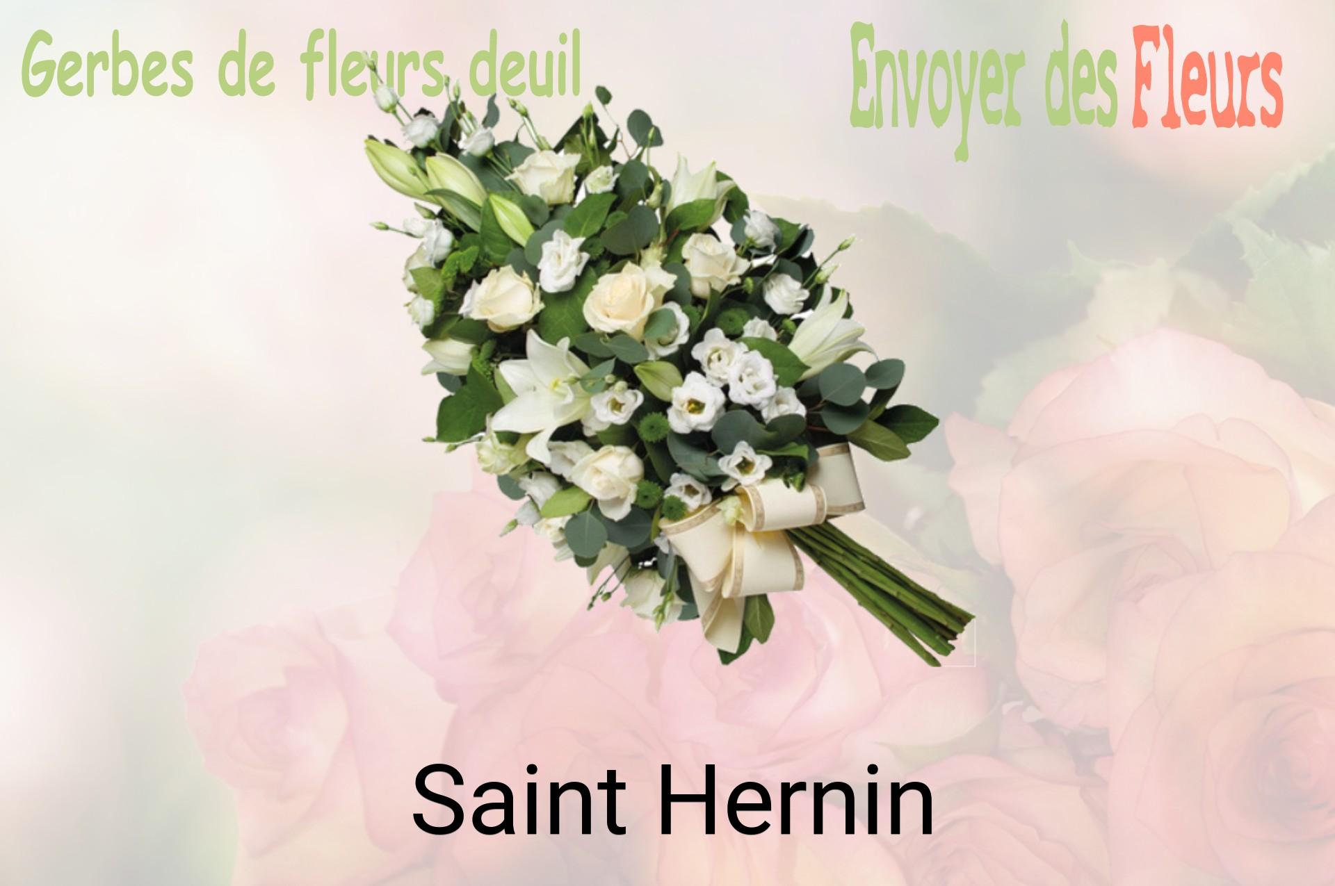 Gerbe de fleurs de deuil livrée à Saint-Hernin